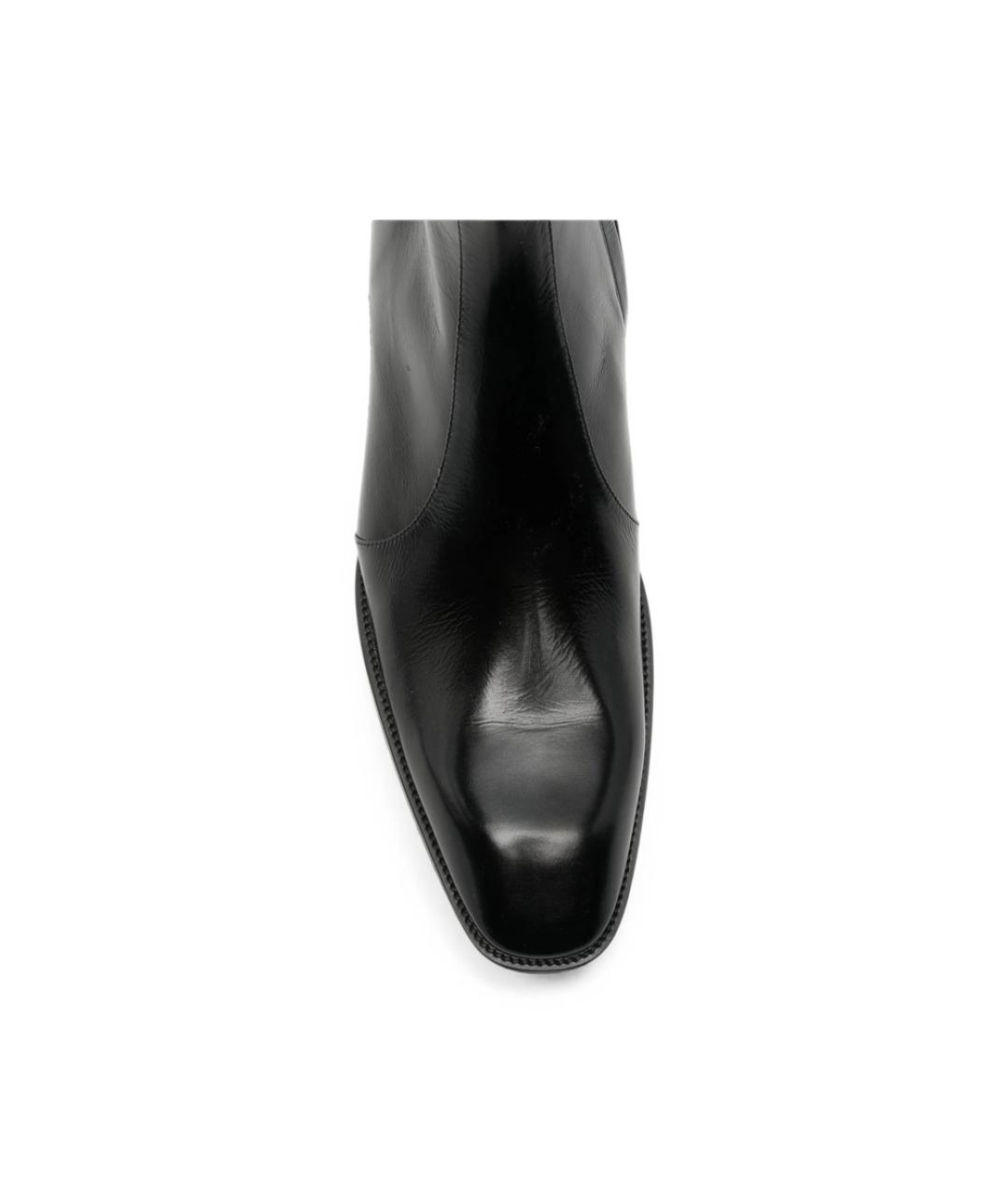 SAINT LAURENT Черные кожаные высокие ботинки, фото 2