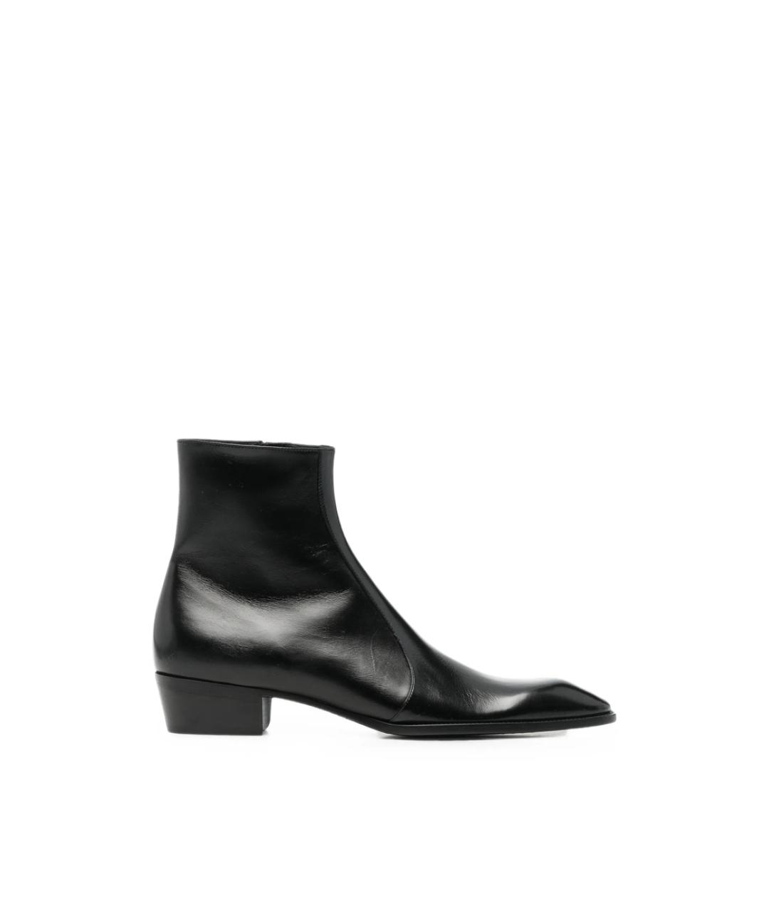 SAINT LAURENT Черные кожаные высокие ботинки, фото 1