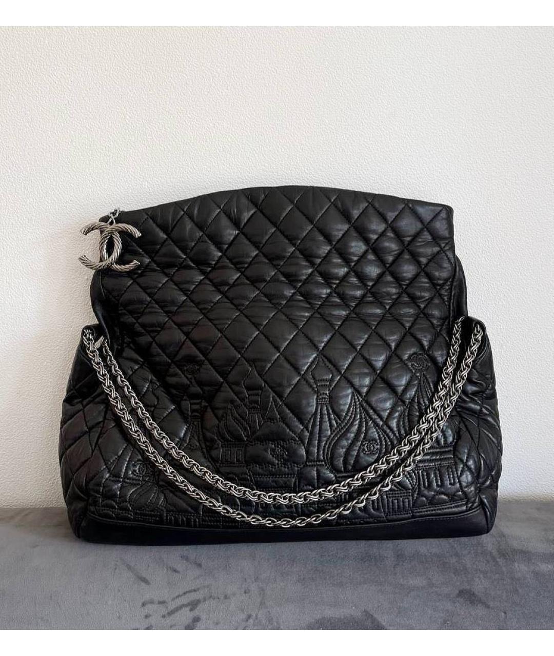 CHANEL Черная кожаная сумка тоут, фото 4