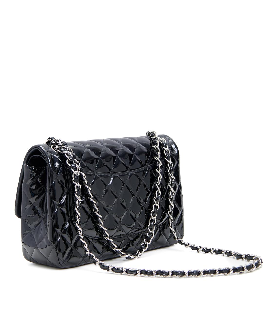 CHANEL Черная сумка через плечо из лакированной кожи, фото 4