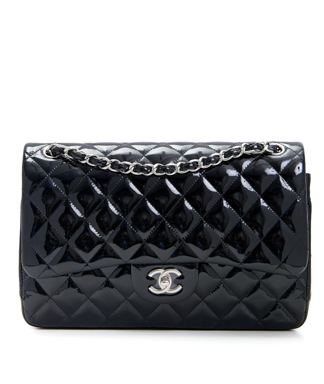 CHANEL Черная сумка через плечо из лакированной кожи, фото 8