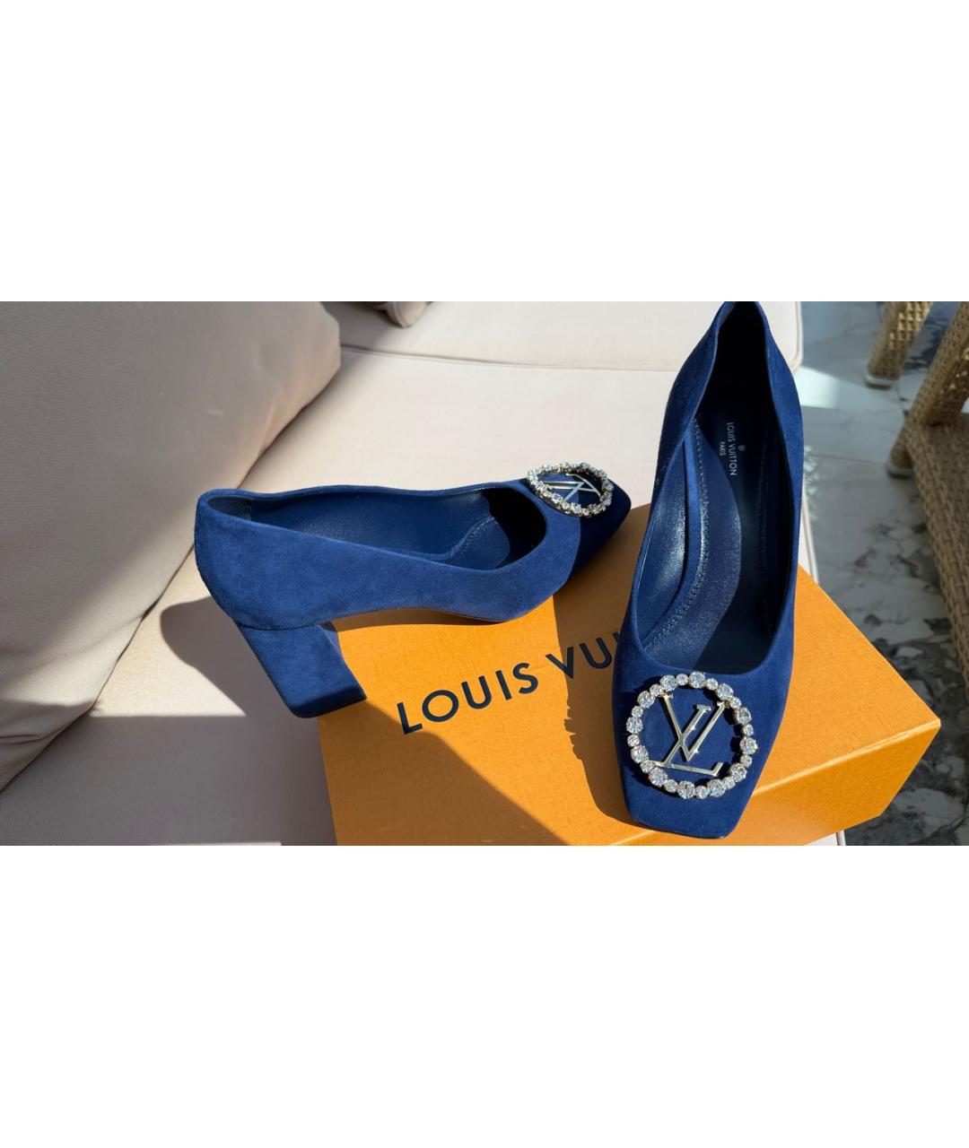 LOUIS VUITTON Синие замшевые туфли, фото 5