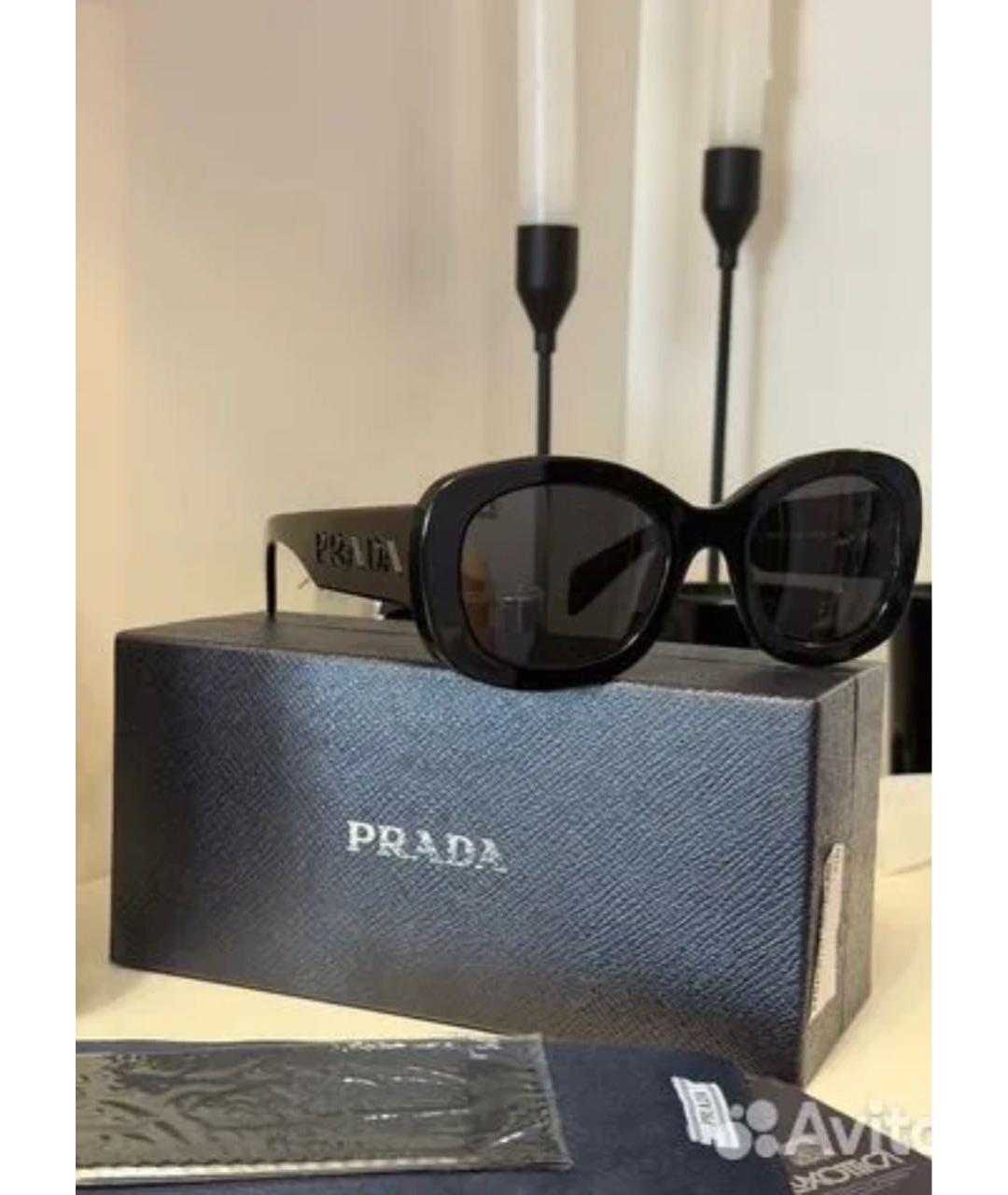PRADA Черные пластиковые солнцезащитные очки, фото 2