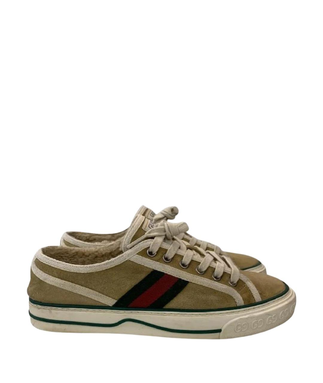 GUCCI Коричневые замшевые кеды, фото 1