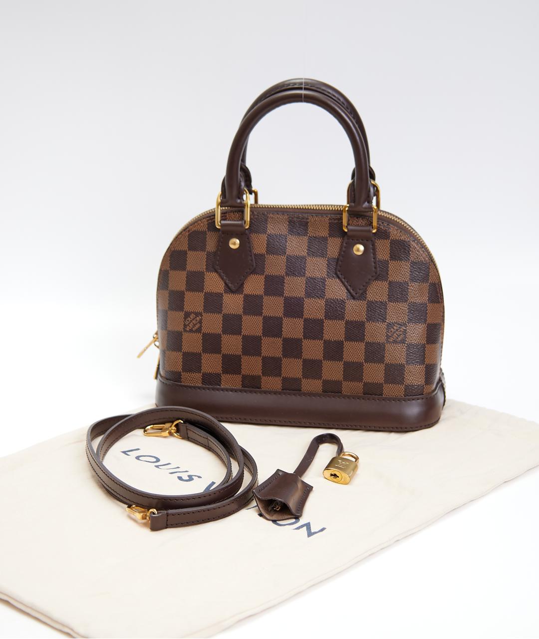 LOUIS VUITTON Коричневая сумка с короткими ручками из канвы, фото 7