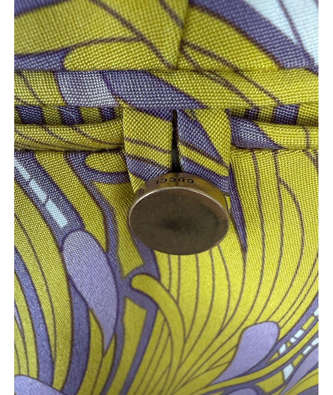 GUCCI Желтые шелковые прямые брюки, фото 5