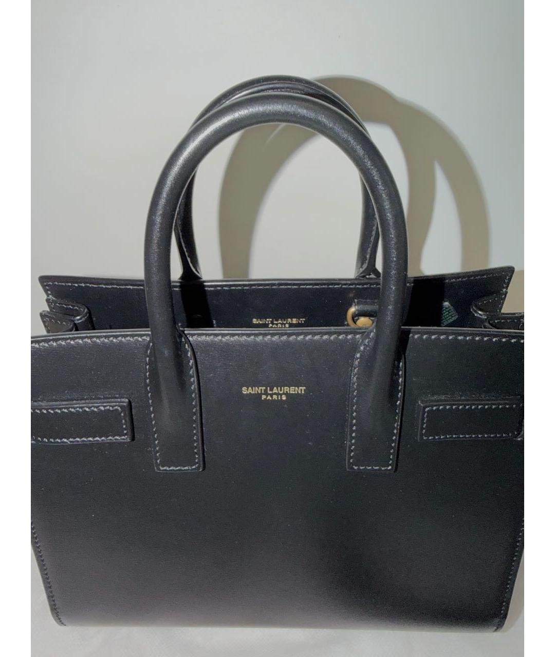 SAINT LAURENT Черная кожаная сумка с короткими ручками, фото 3