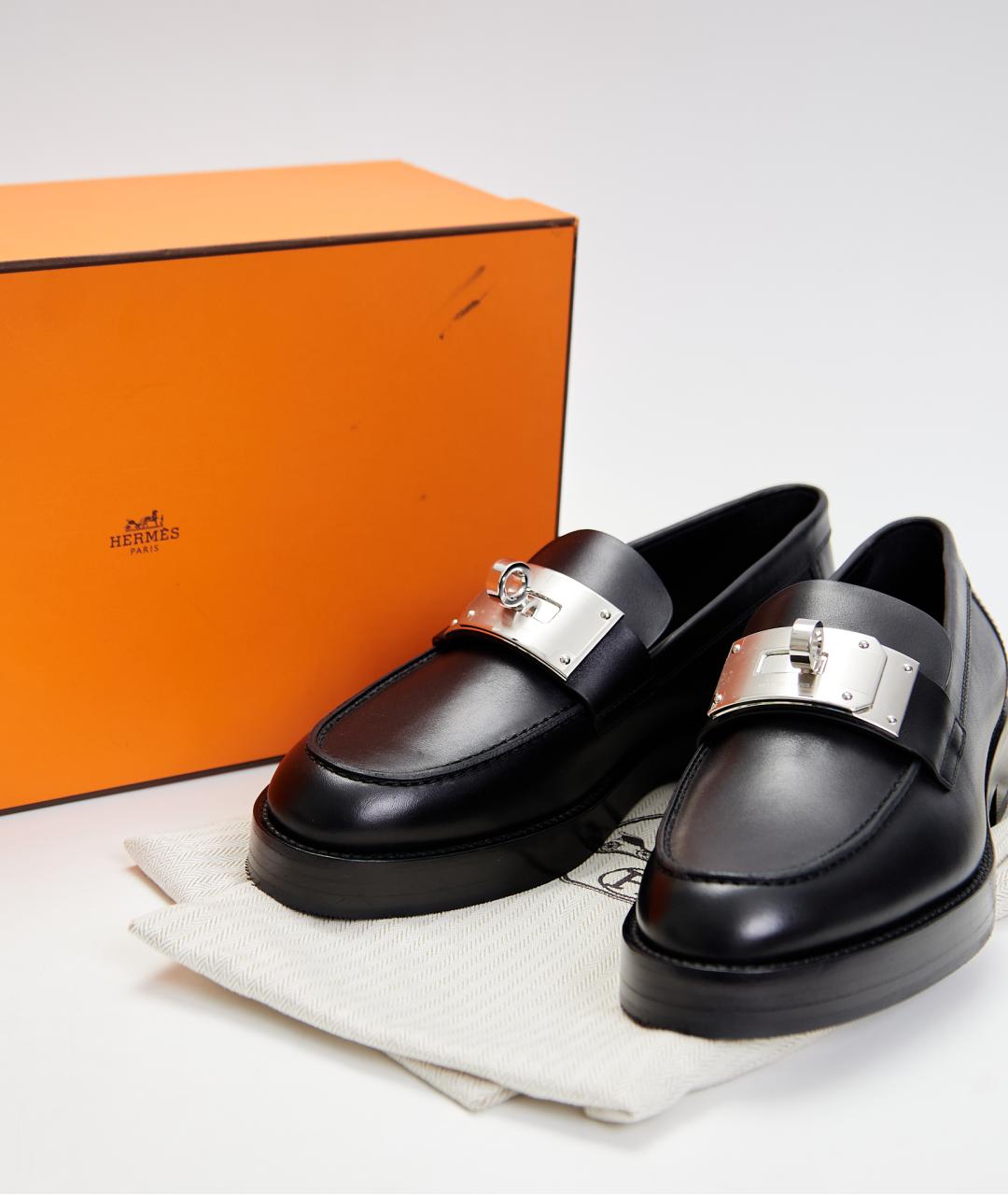 HERMES Черные кожаные лоферы, фото 6