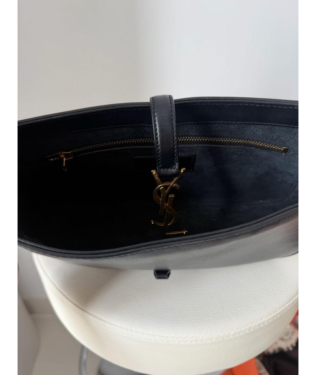 SAINT LAURENT Черная кожаная сумка с короткими ручками, фото 4