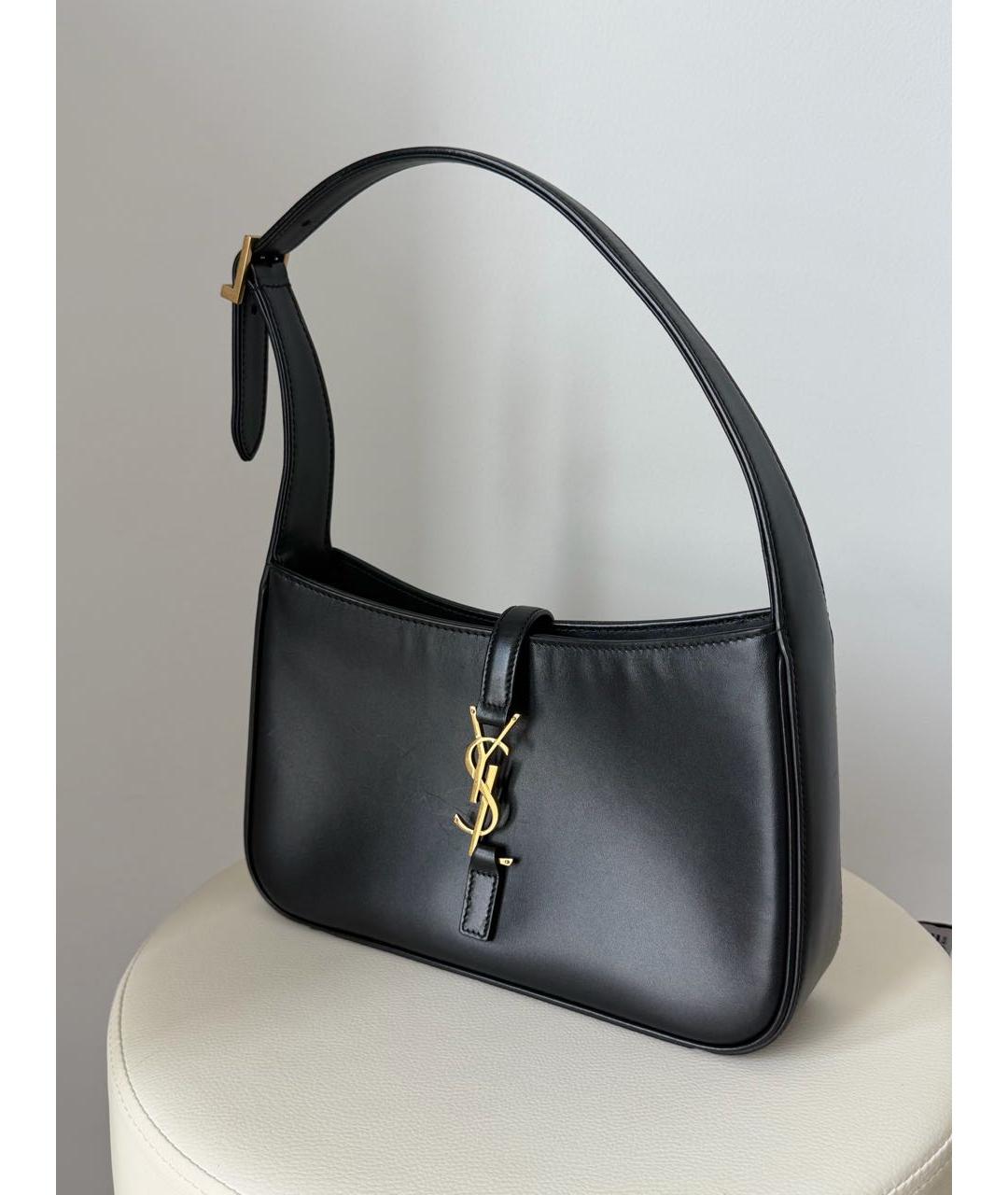 SAINT LAURENT Черная кожаная сумка с короткими ручками, фото 2
