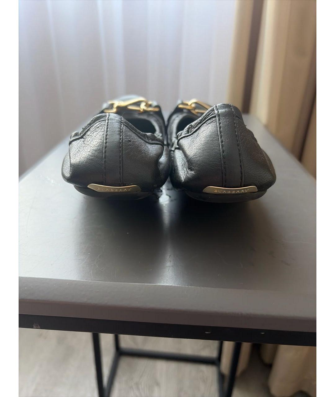 BURBERRY Черные кожаные балетки, фото 4