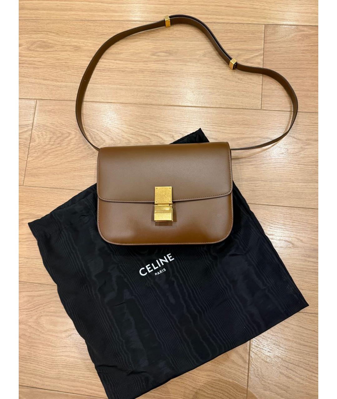 CELINE Коричневая кожаная сумка через плечо, фото 2