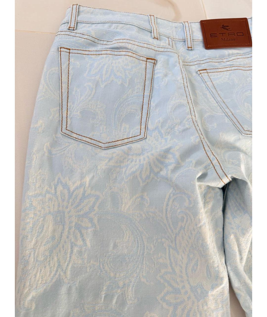 ETRO Голубые хлопко-эластановые прямые джинсы, фото 4