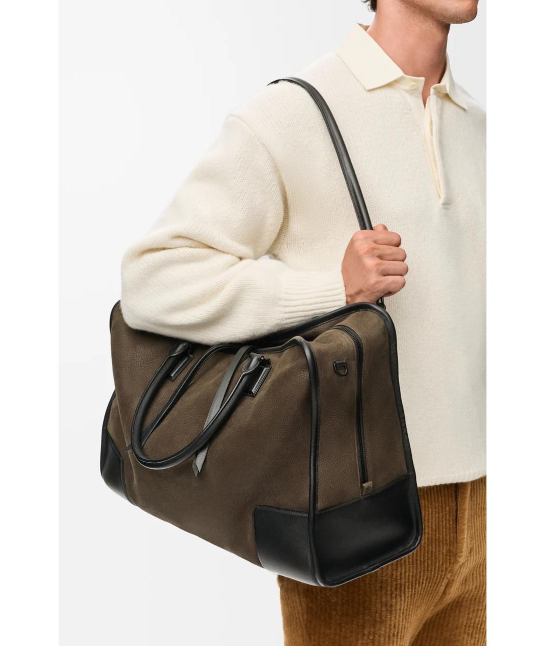 LOEWE Хаки кожаная сумка тоут, фото 3