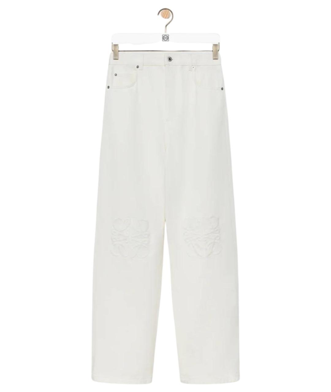 LOEWE Белые хлопковые прямые джинсы, фото 1