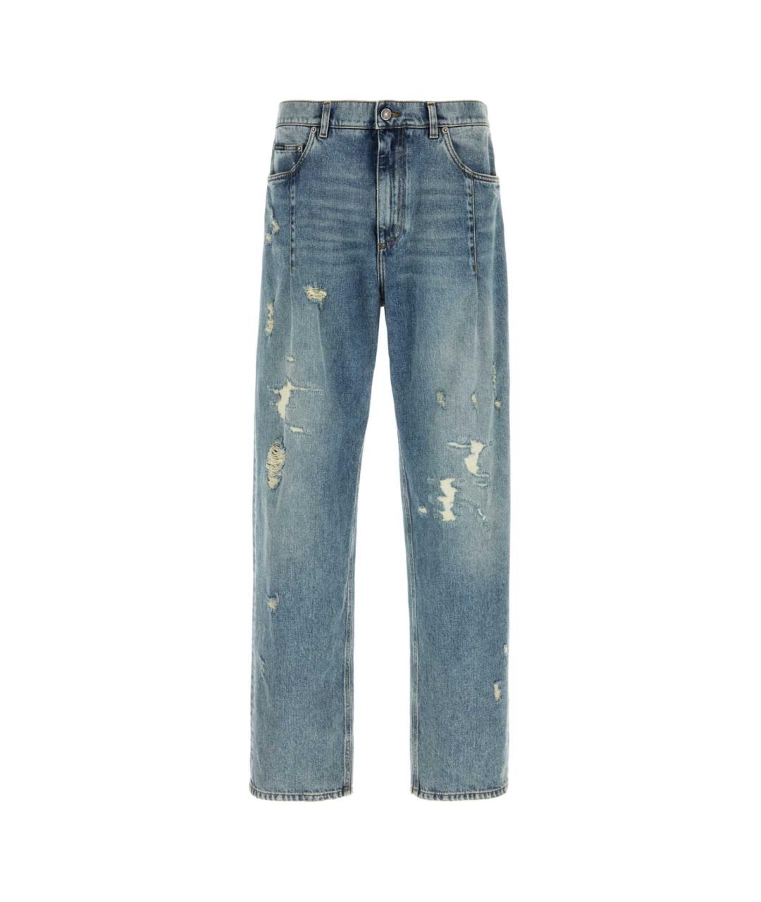 DOLCE&GABBANA Голубые хлопковые прямые джинсы, фото 1