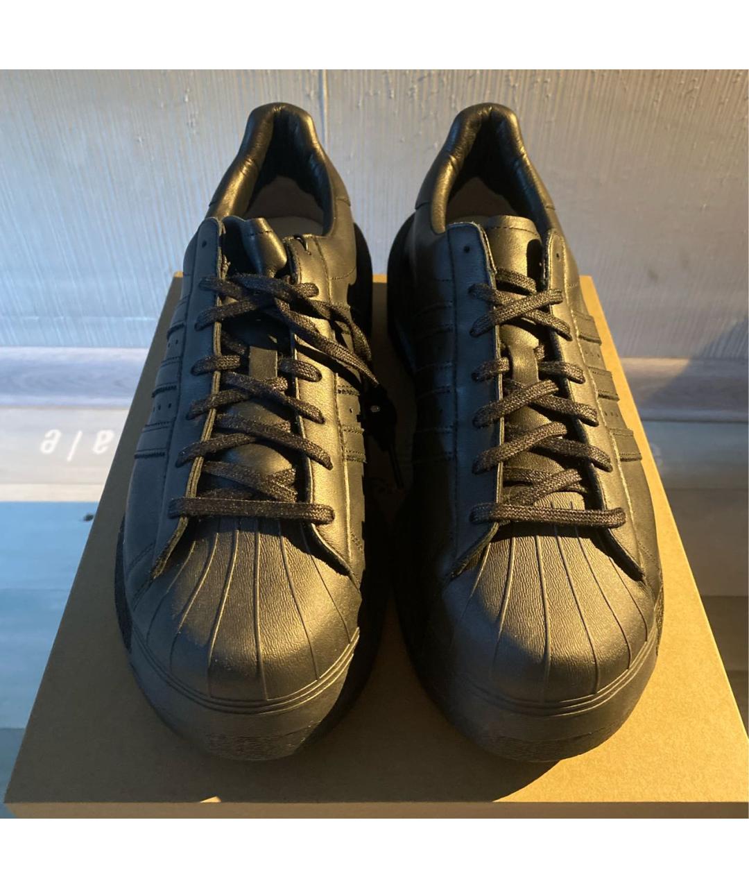 Y-3 Черные кожаные низкие кроссовки / кеды, фото 2