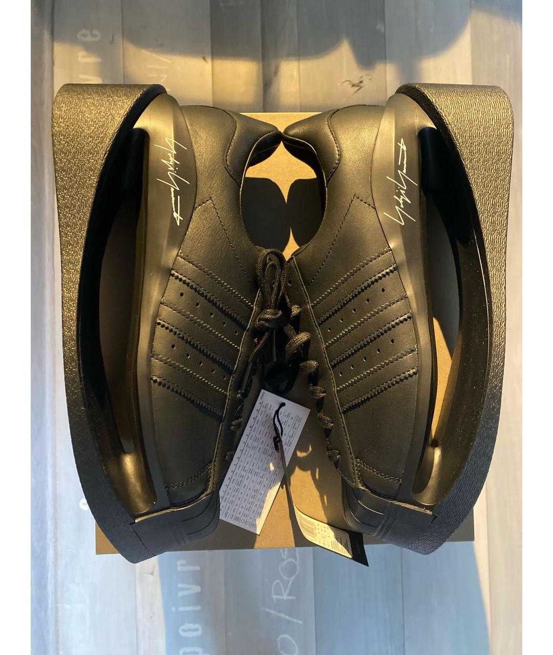 Y-3 Черные кожаные низкие кроссовки / кеды, фото 5