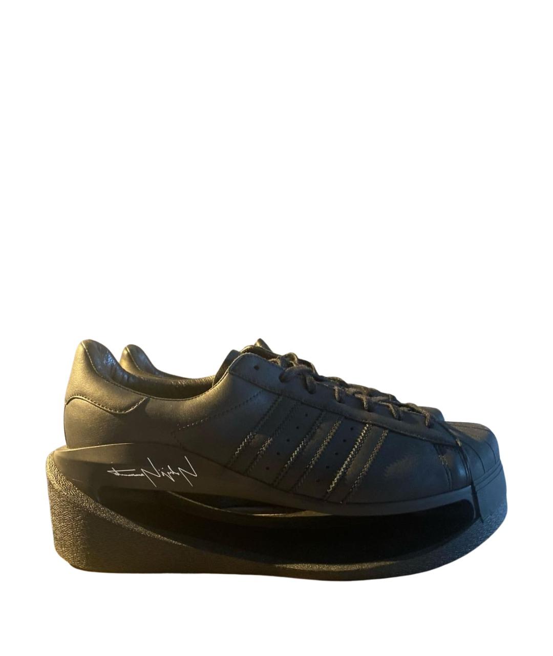 Y-3 Черные кожаные низкие кроссовки / кеды, фото 1