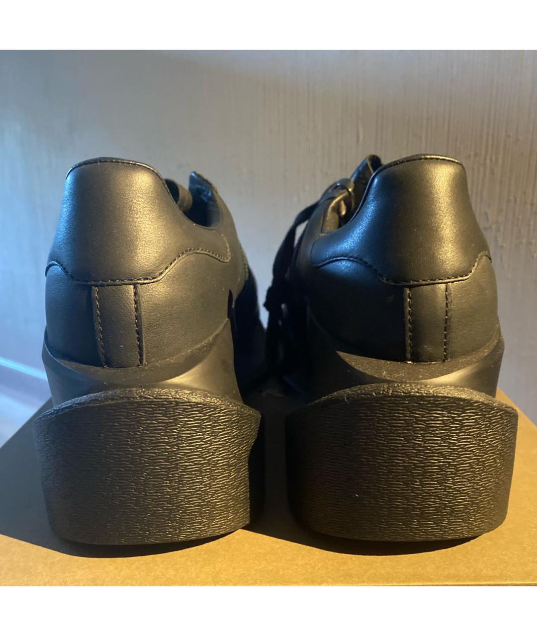 Y-3 Черные кожаные низкие кроссовки / кеды, фото 4
