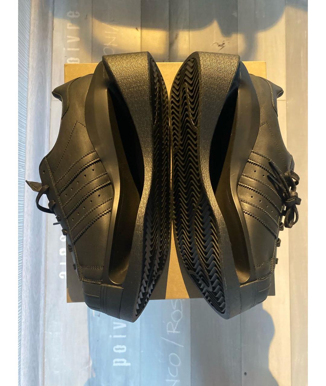 Y-3 Черные кожаные низкие кроссовки / кеды, фото 6