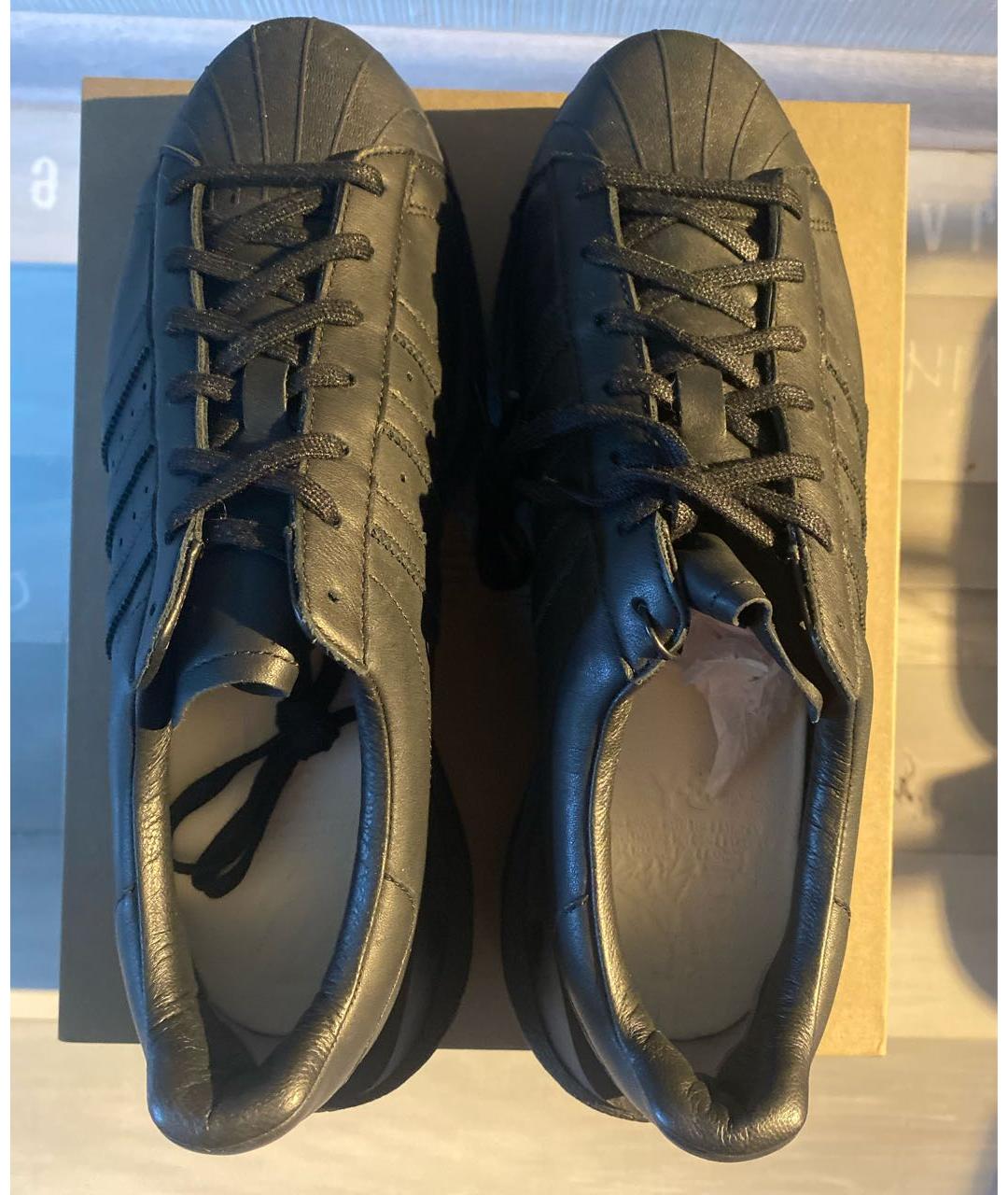 Y-3 Черные кожаные низкие кроссовки / кеды, фото 3