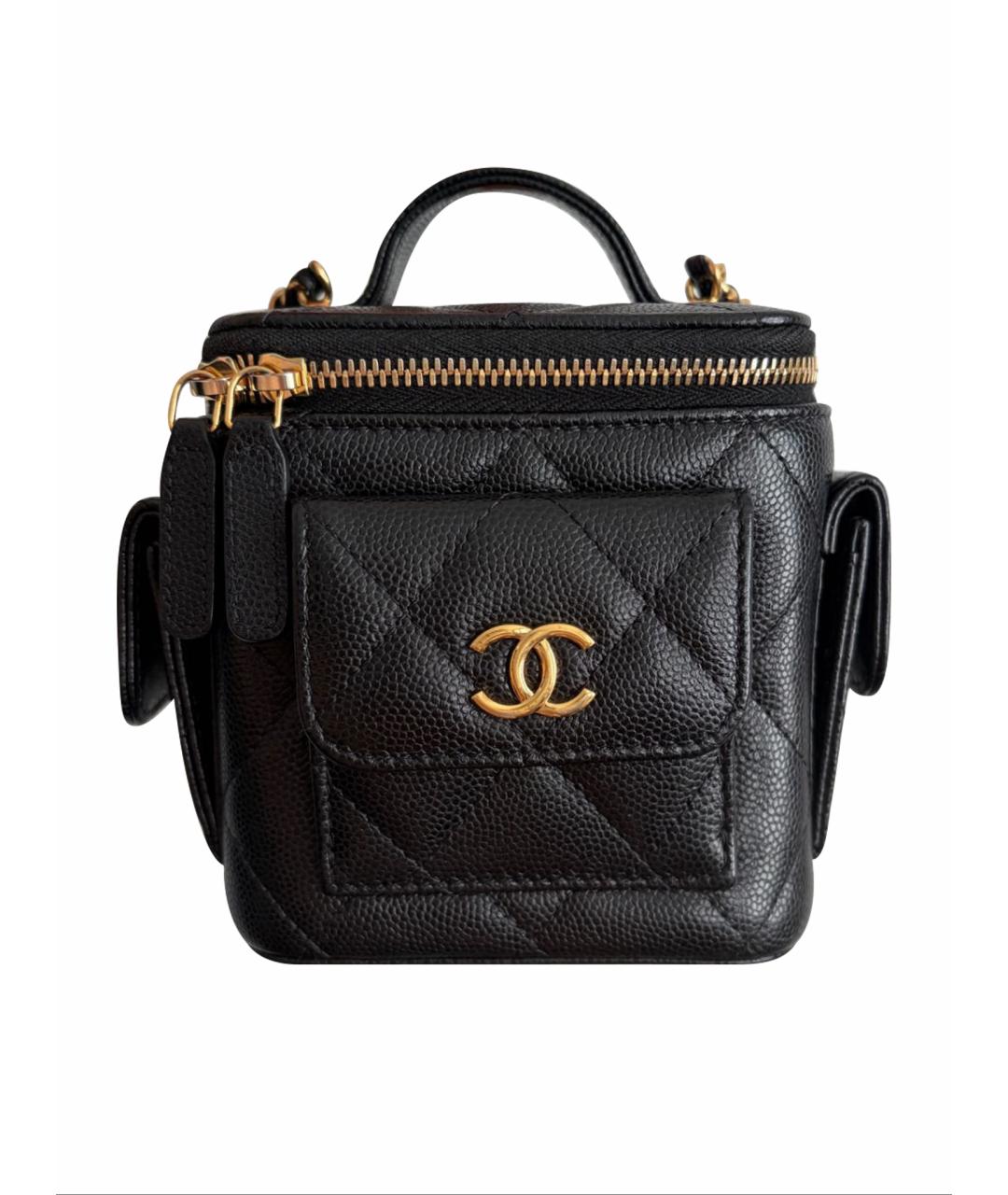 CHANEL Черная кожаная сумка с короткими ручками, фото 10