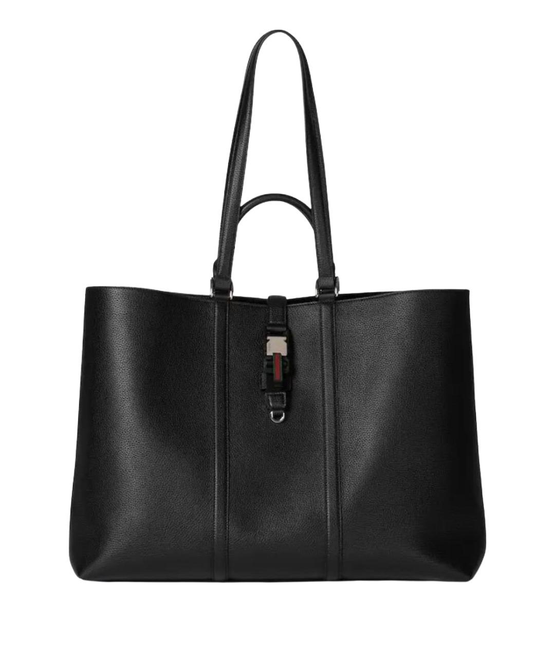 GUCCI Черная кожаная сумка тоут, фото 1