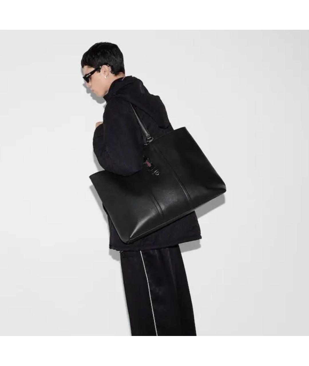 GUCCI Черная кожаная сумка тоут, фото 3