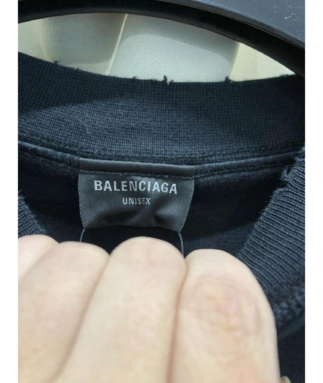 BALENCIAGA Антрацитовая хлопковая футболка, фото 4