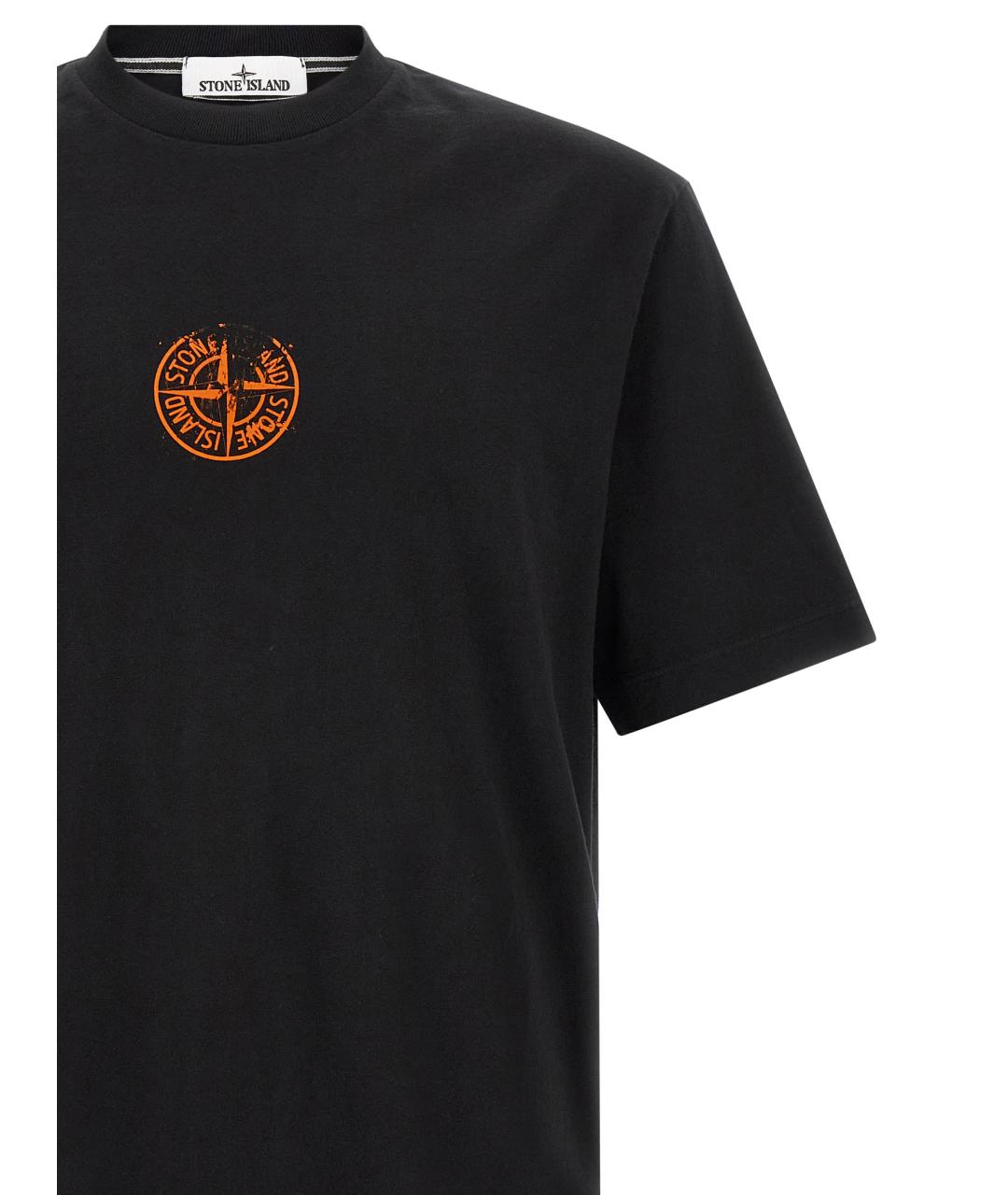 STONE ISLAND Черная хлопковая футболка, фото 3