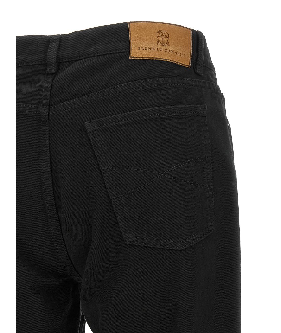 BRUNELLO CUCINELLI Черные хлопковые прямые джинсы, фото 4