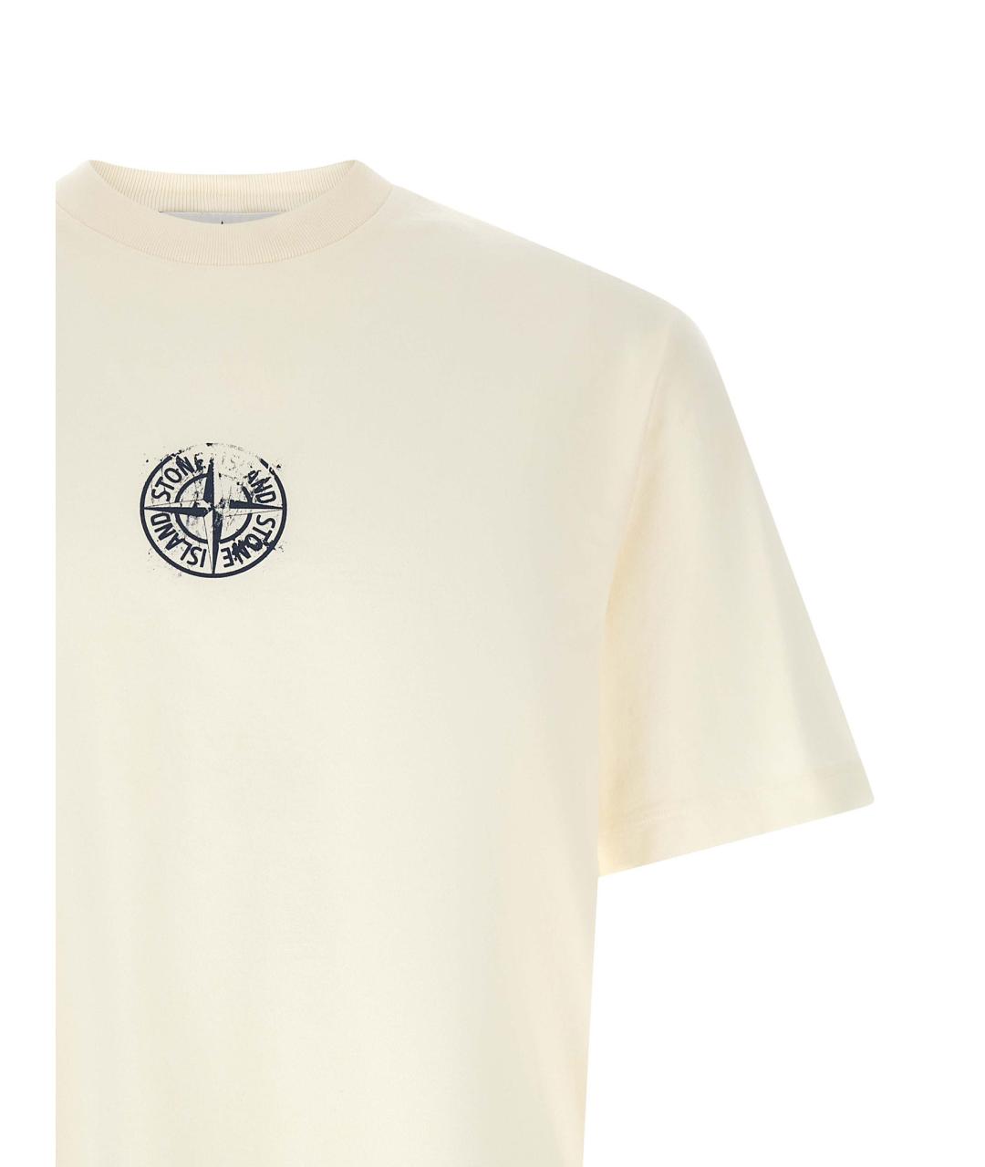 STONE ISLAND Белая хлопковая футболка, фото 3