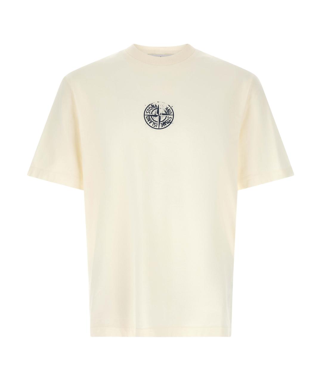 STONE ISLAND Белая хлопковая футболка, фото 1