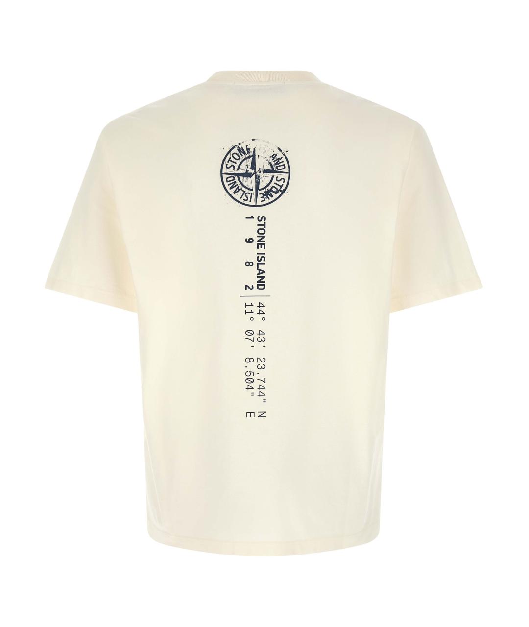 STONE ISLAND Белая хлопковая футболка, фото 2