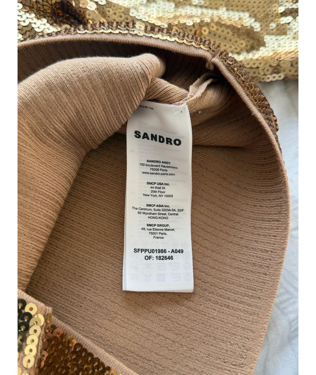 SANDRO Золотая вискозная блузы, фото 4