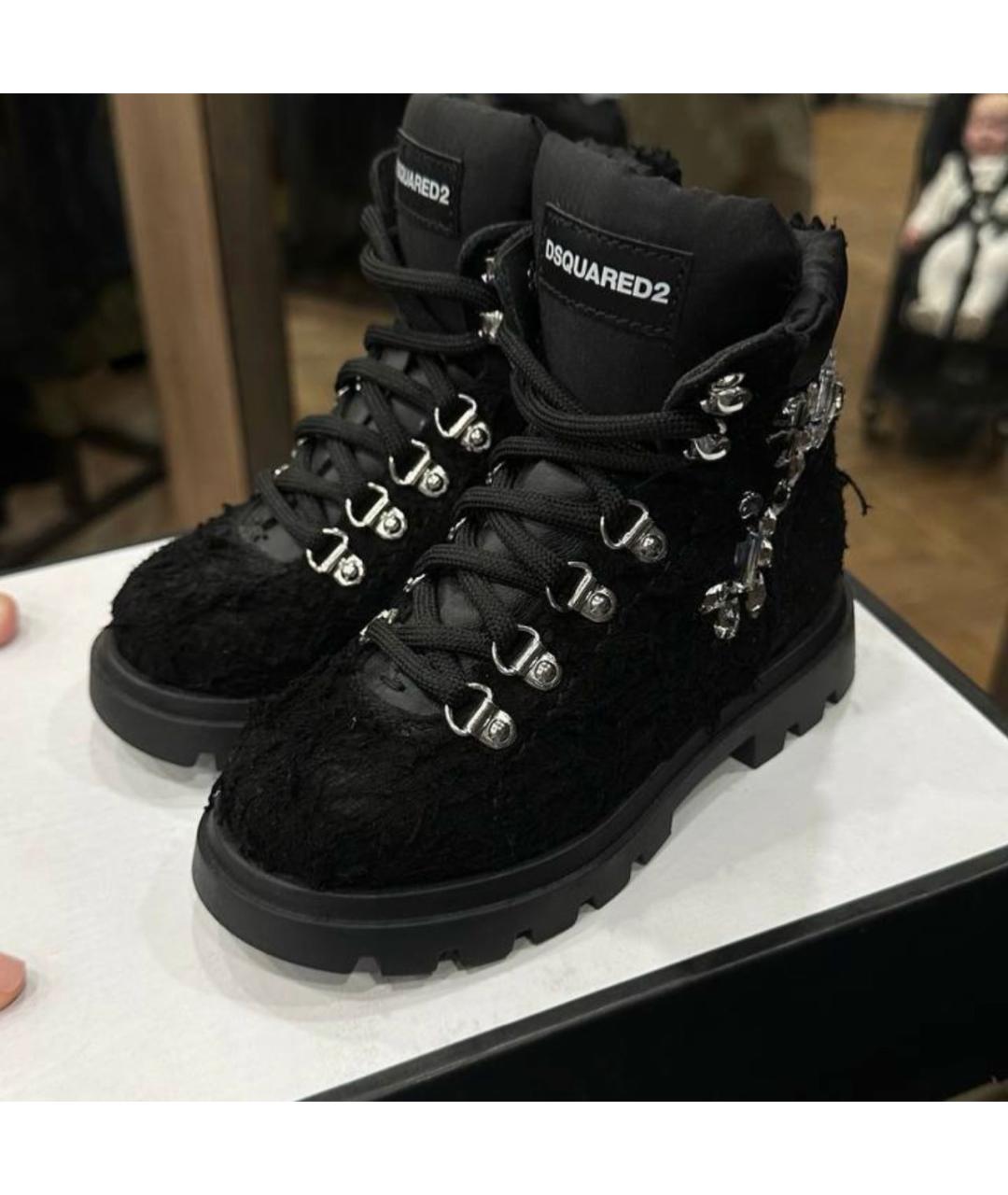 DSQUARED2 Черные кожаные ботинки, фото 2