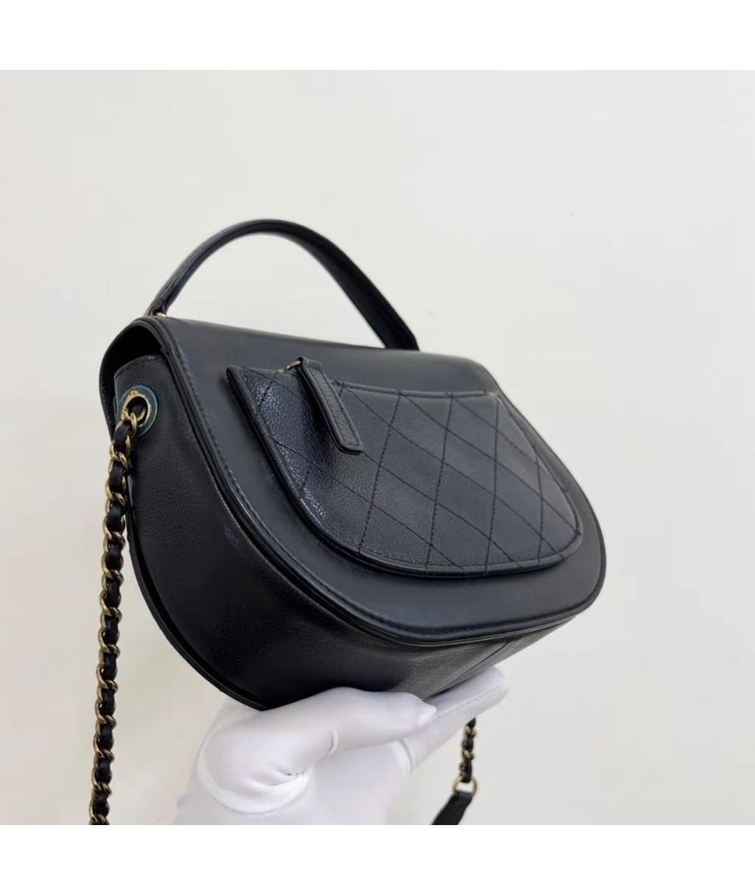 CHANEL Черная кожаная сумка с короткими ручками, фото 5