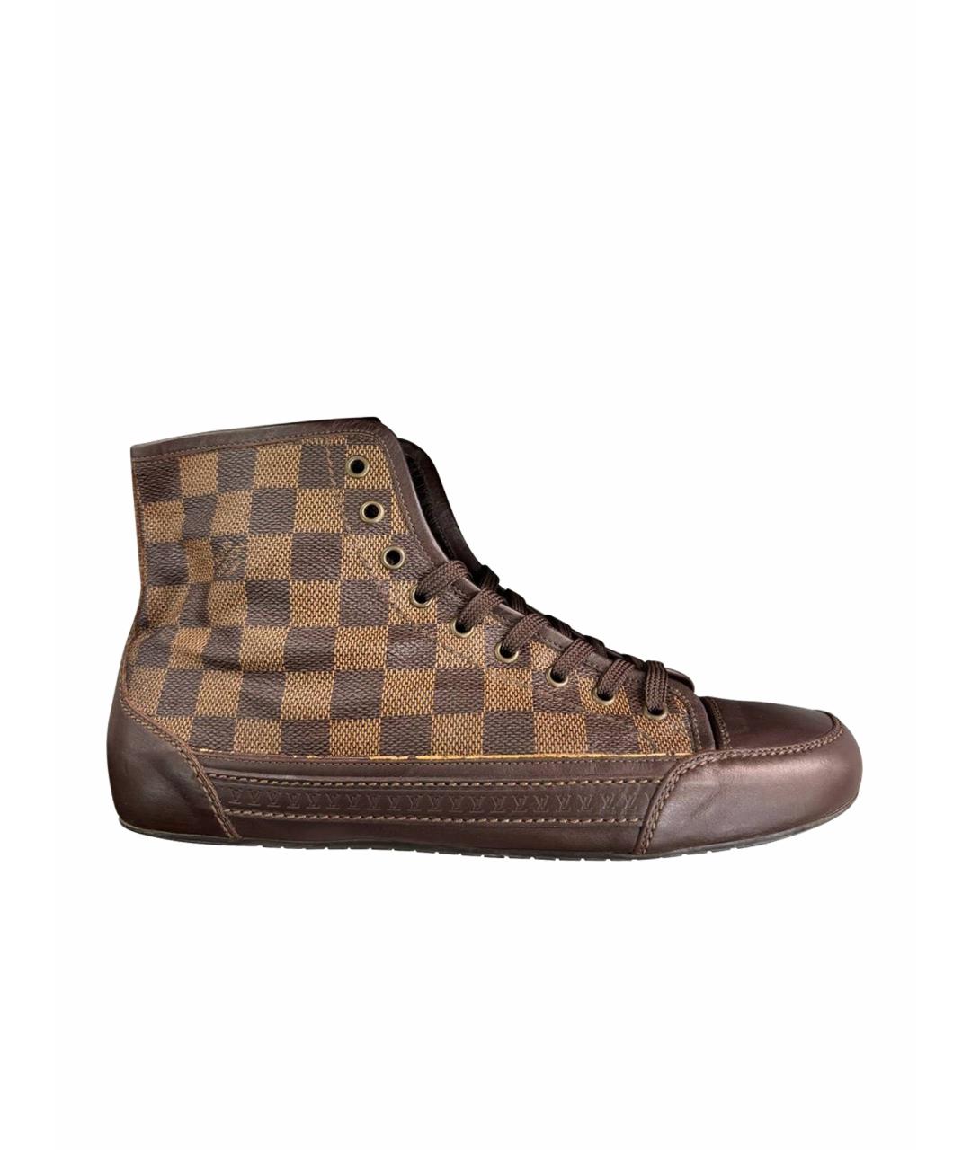 LOUIS VUITTON Коричневые кожаные высокие кроссовки / кеды, фото 1