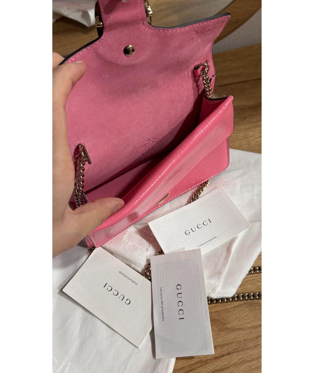 GUCCI Розовая сумка через плечо из лакированной кожи, фото 2