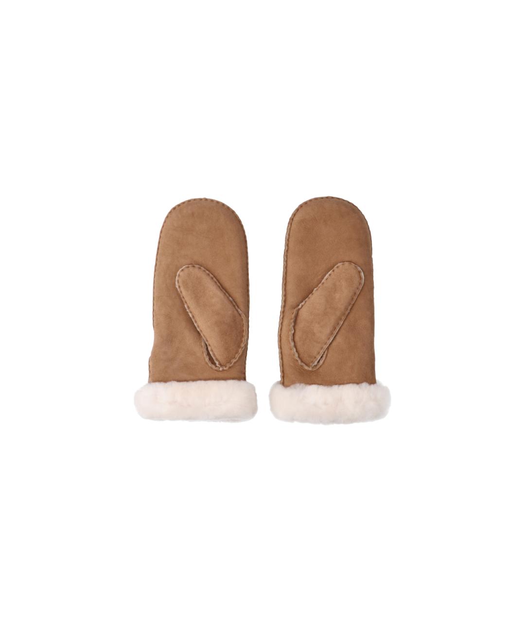 UGG Бежевые кожаные варежки, фото 2