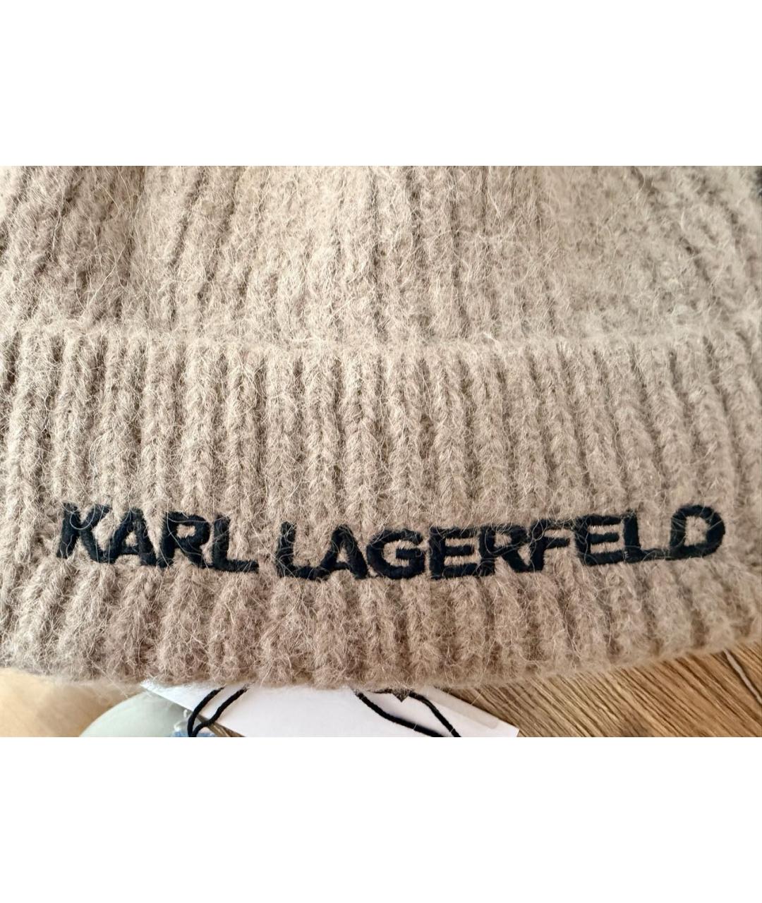 KARL LAGERFELD Бежевая шерстяная шапка, фото 3