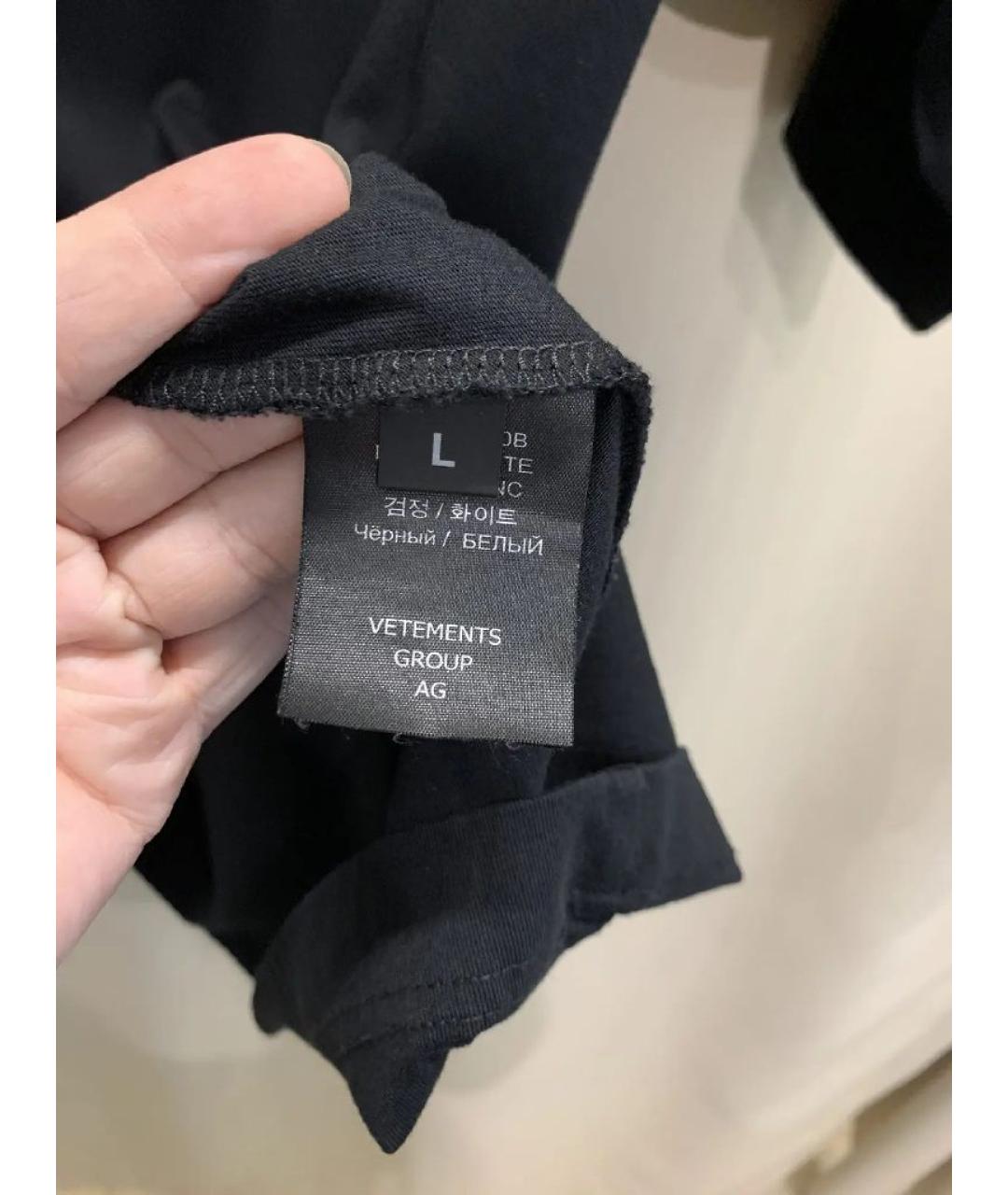 VETEMENTS Черная хлопковая футболка, фото 5