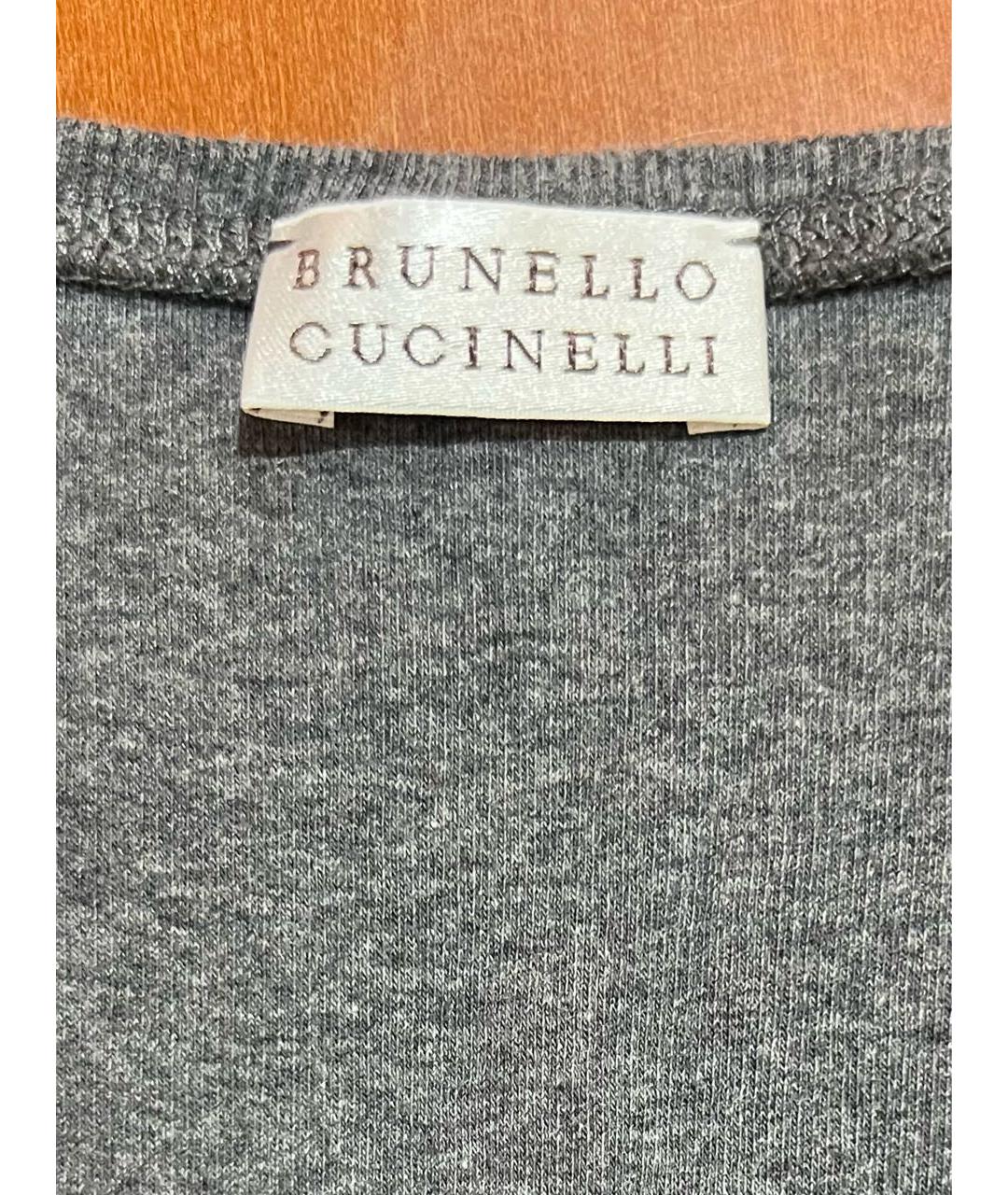 BRUNELLO CUCINELLI Серая шелковая майка, фото 3