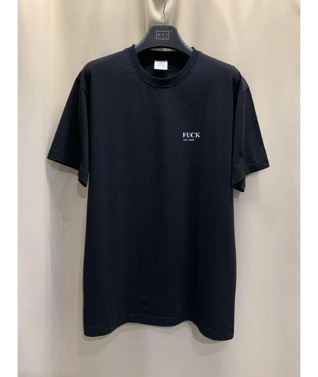 VETEMENTS Черная хлопковая футболка, фото 8
