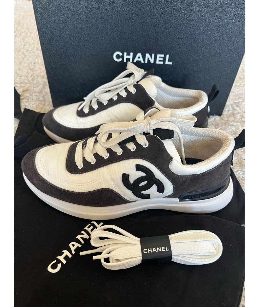 CHANEL Белые кожаные кроссовки, фото 5