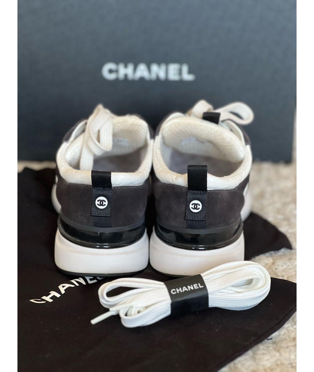 CHANEL Белые кожаные кроссовки, фото 4