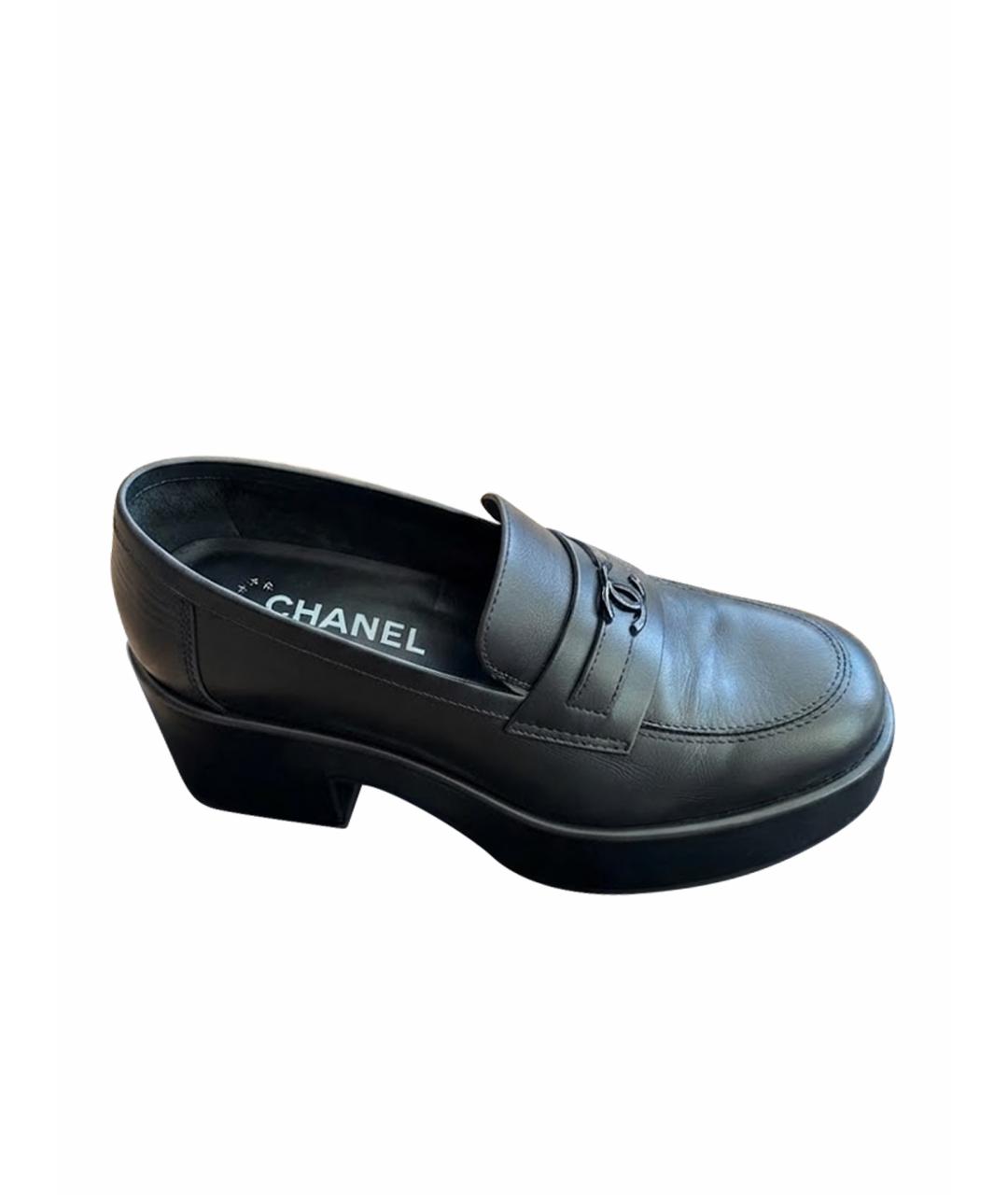 CHANEL Черные кожаные лоферы, фото 1