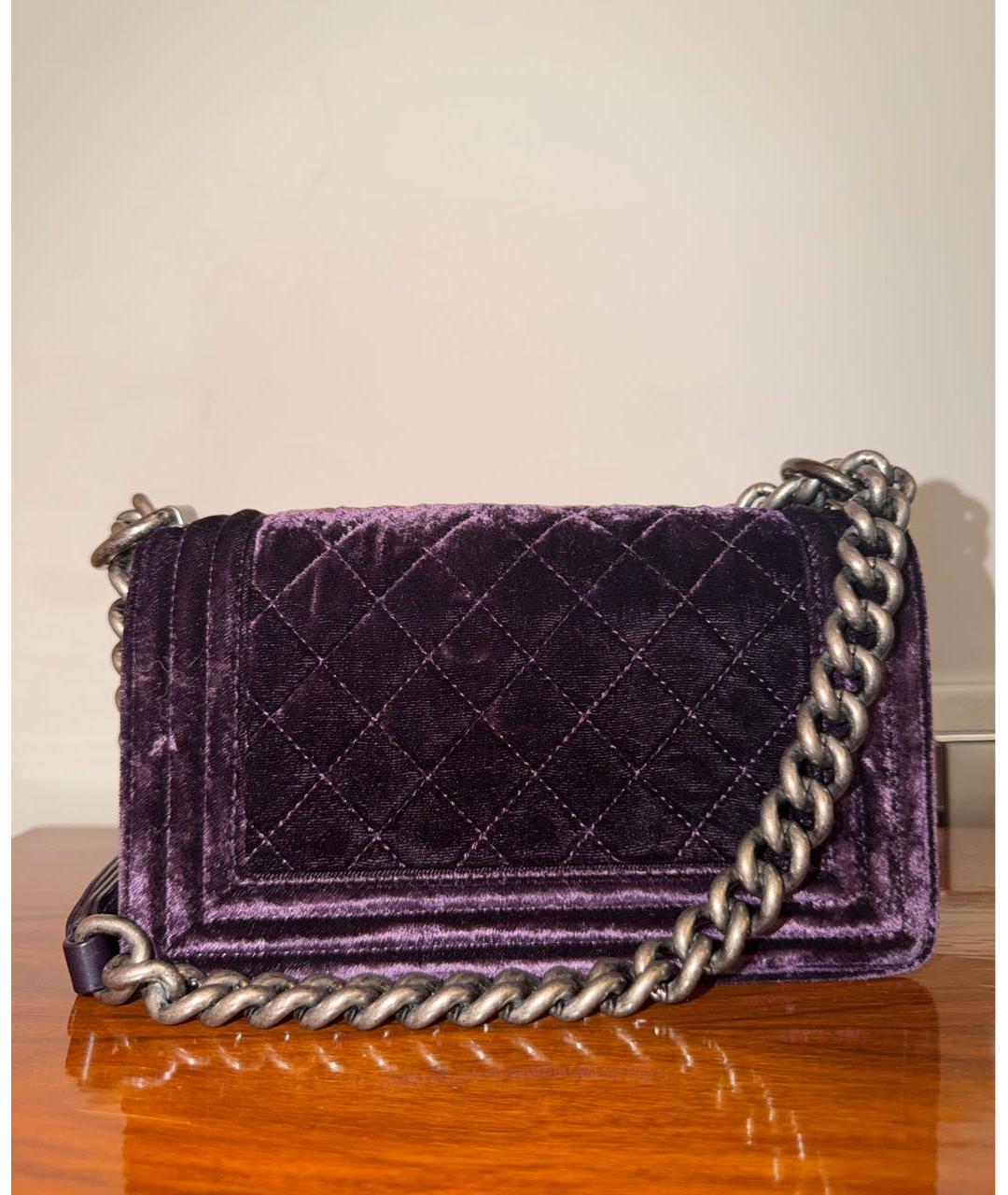 CHANEL Фиолетовая бархатная сумка через плечо, фото 2