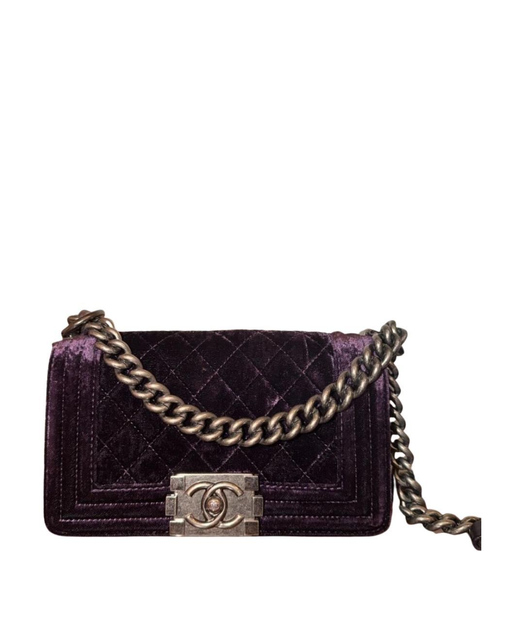 CHANEL Фиолетовая бархатная сумка через плечо, фото 1